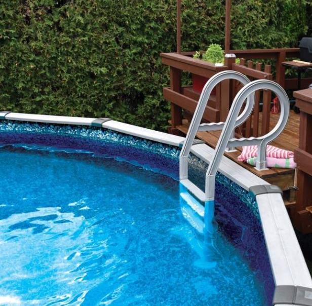 Grey Resin Above Ground Deck Ladder