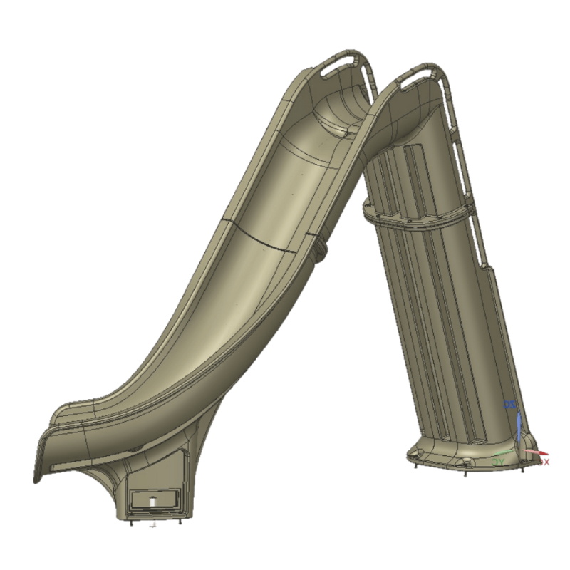 Bad Axe X7 Right Hand Turn Inground Pool Slide (Silver Quartz)