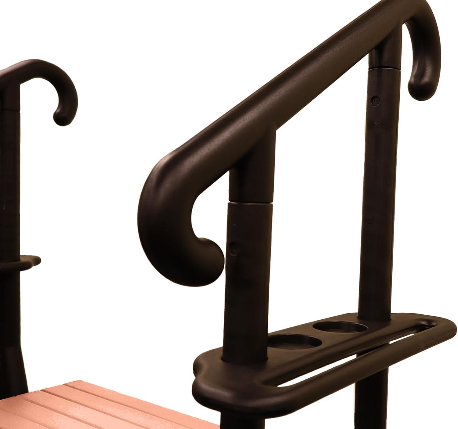 4 Tread Spa Step with Dual Handrails - Redwood