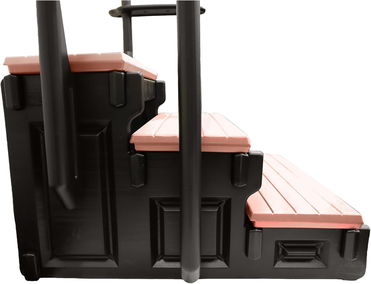 3 Tread Spa Step with Dual Handrails - Redwood