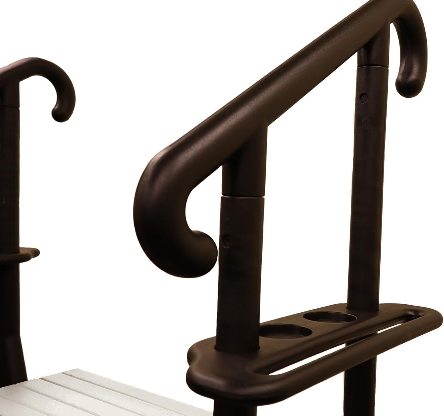 Marche de spa à 4 marches avec double rampe - Gris