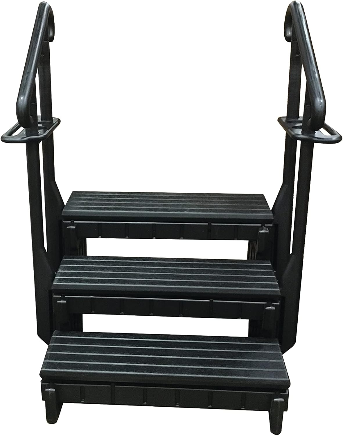 3 Tread Spa Step with Dual Handrails - Black