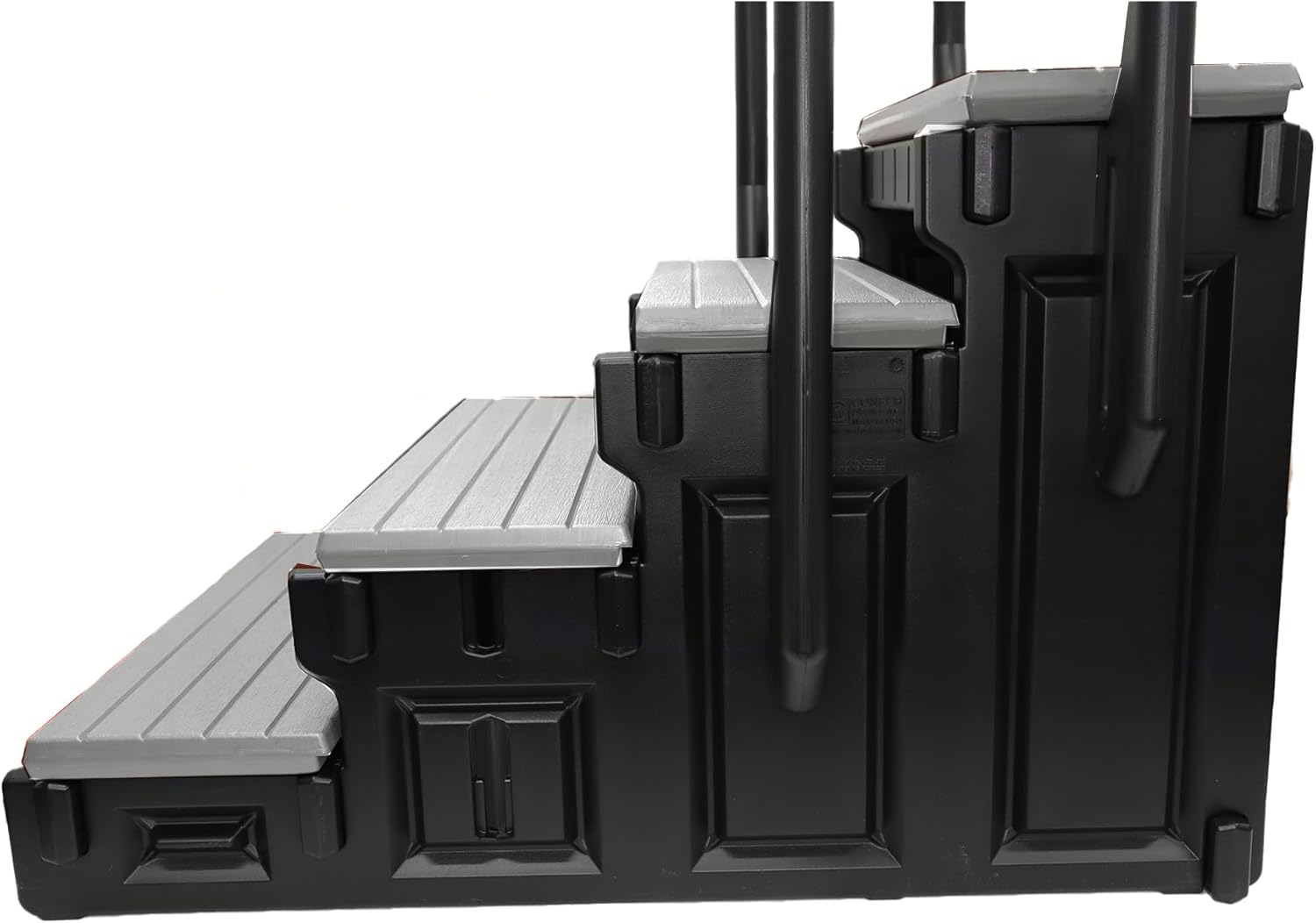 Marche de spa à 4 marches avec double rampe - Gris