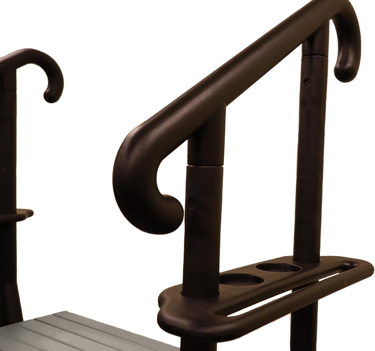 3 Tread Spa Step with Dual Handrails - Deep Grey