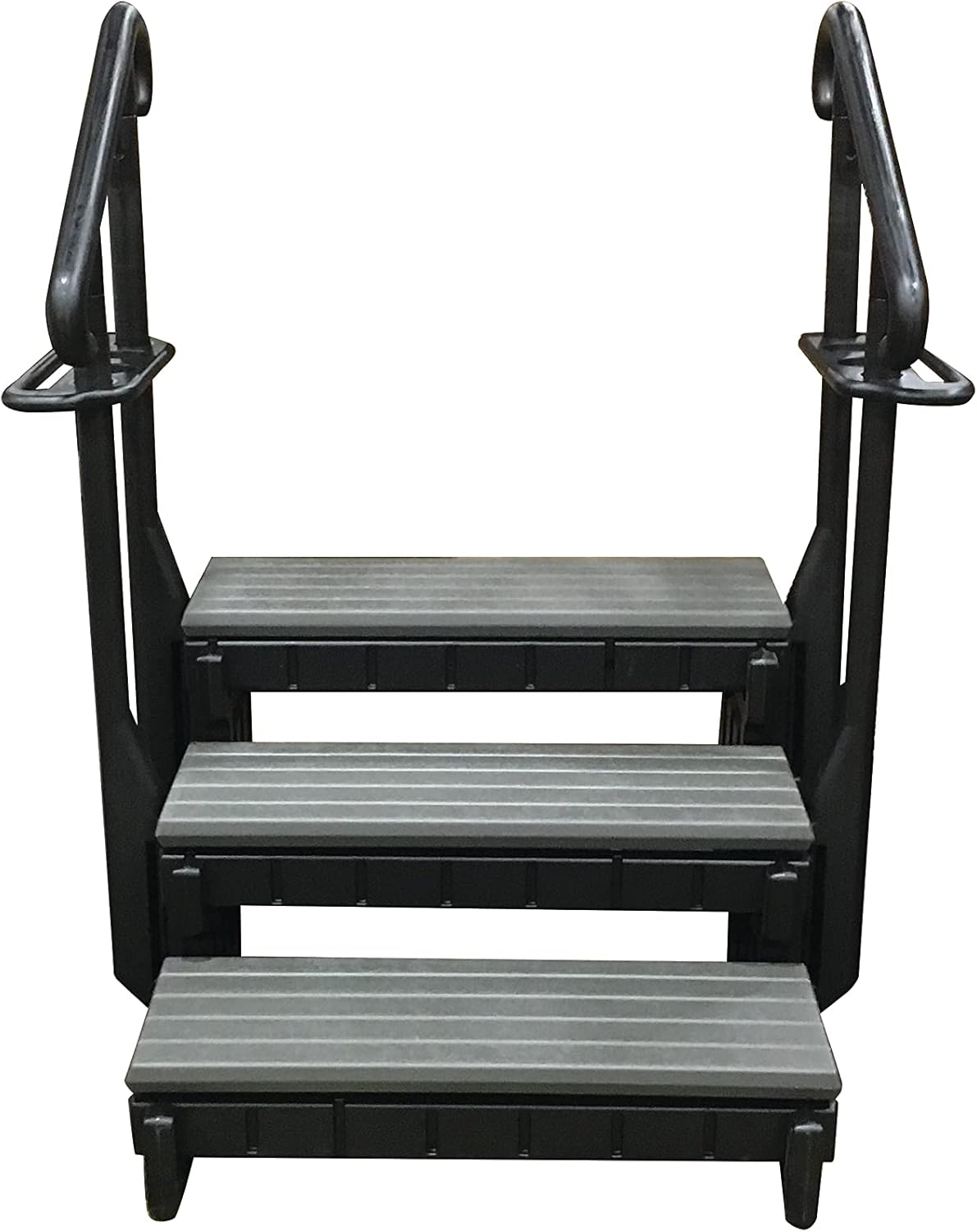 3 Tread Spa Step with Dual Handrails - Deep Grey