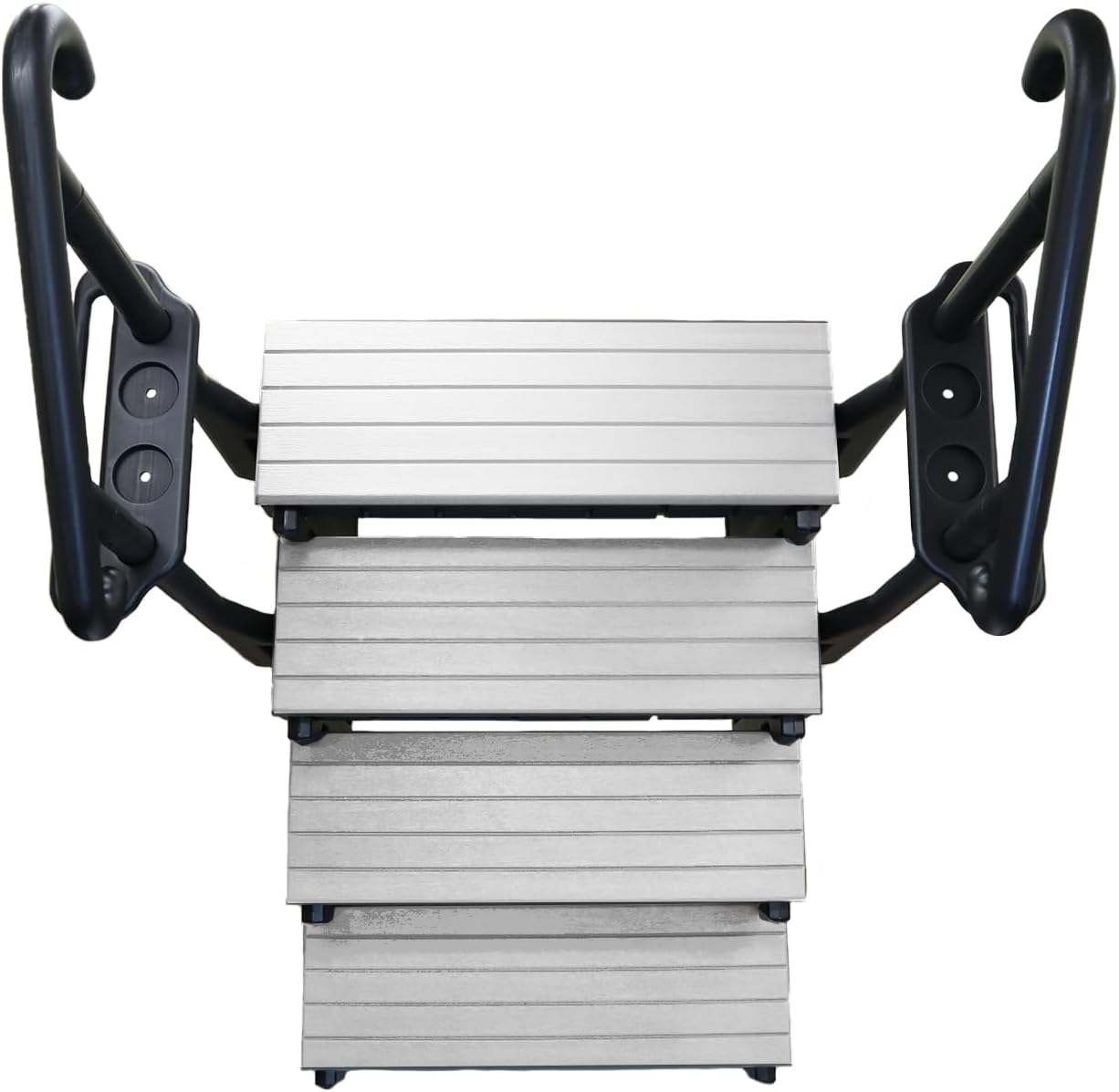 Marche de spa à 4 marches avec double rampe - Gris