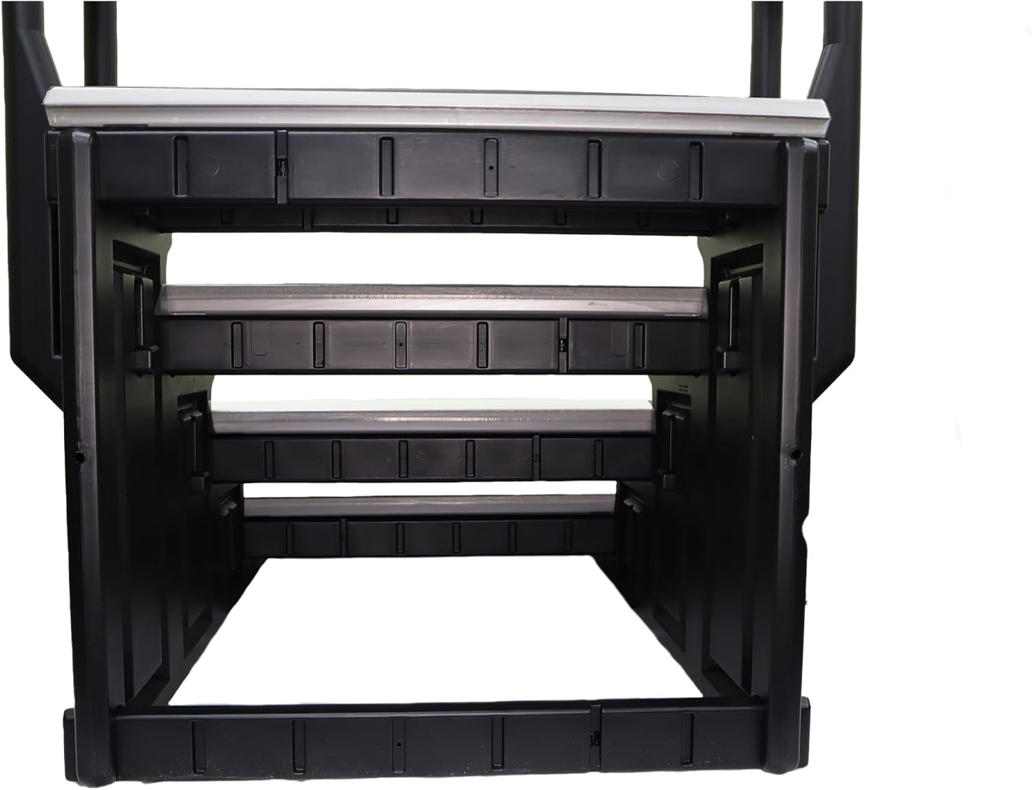 Marche de spa à 4 marches avec double rampe - Gris