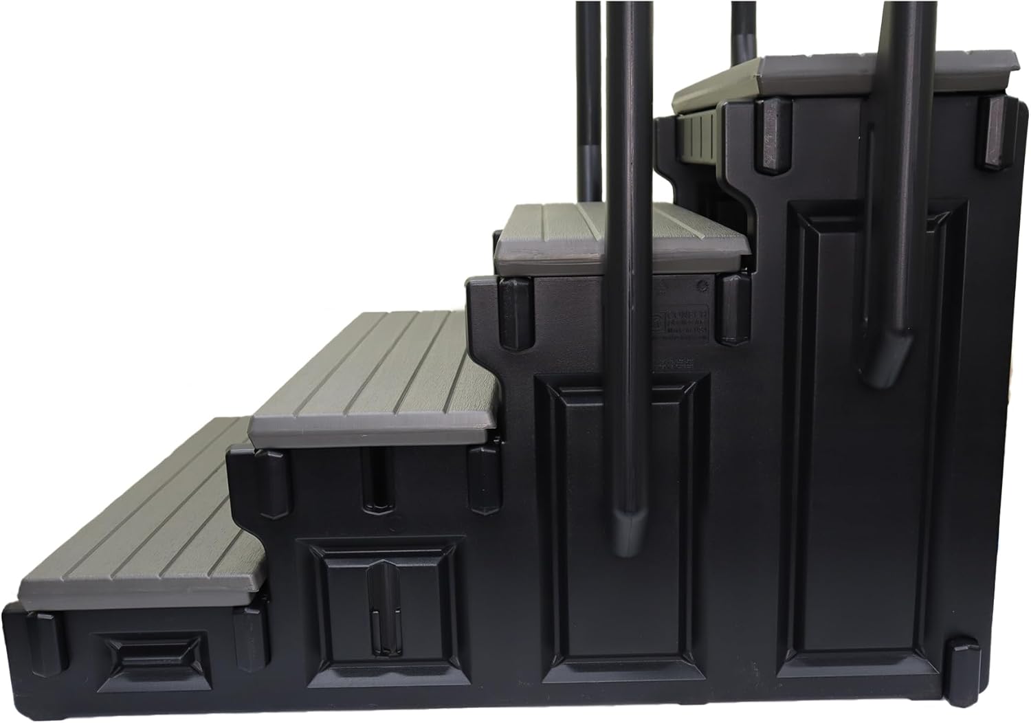4 Tread Spa Step with Dual Handrails - Deep Grey