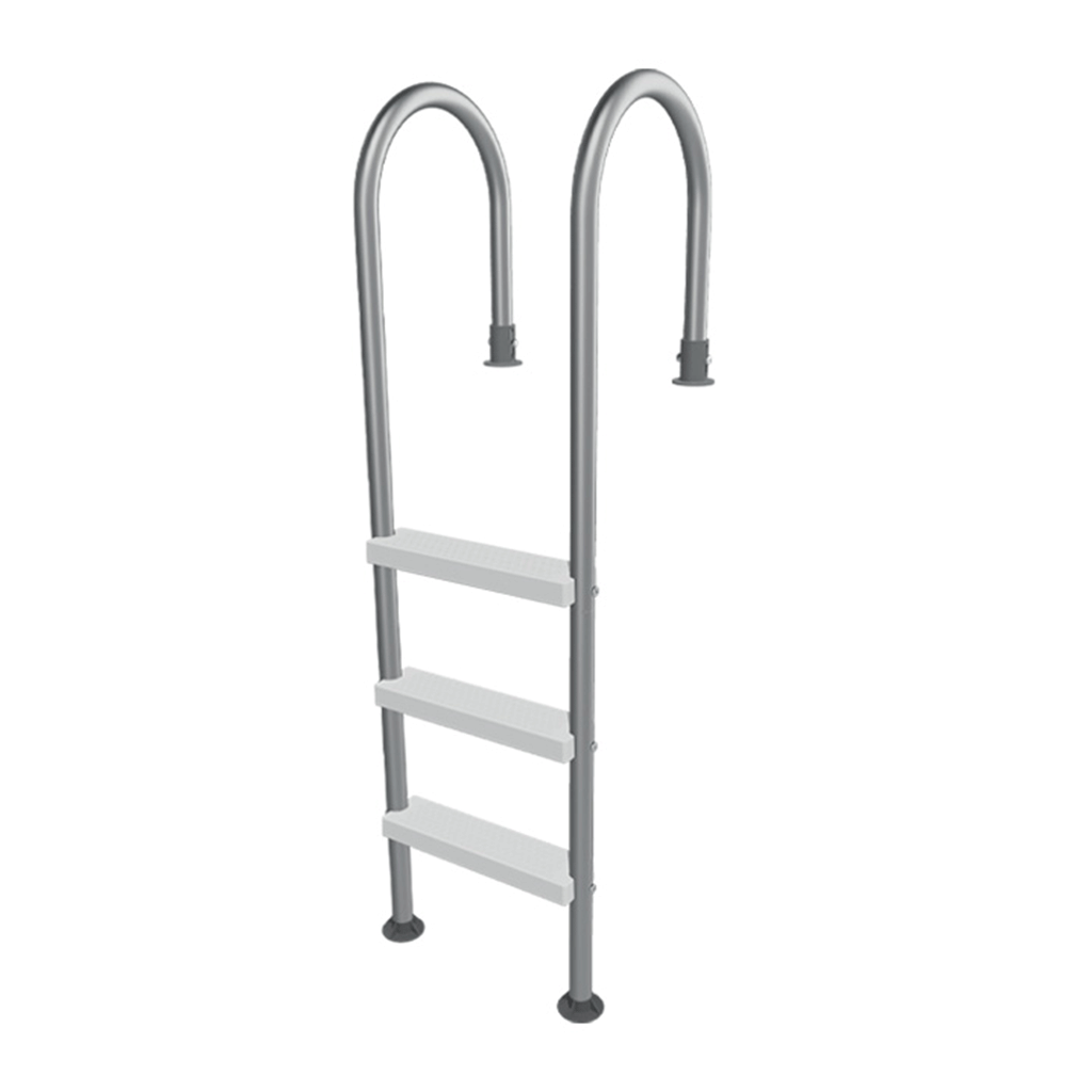 Trident Stainless Steel Above Ground Pool Deck Ladder (White)