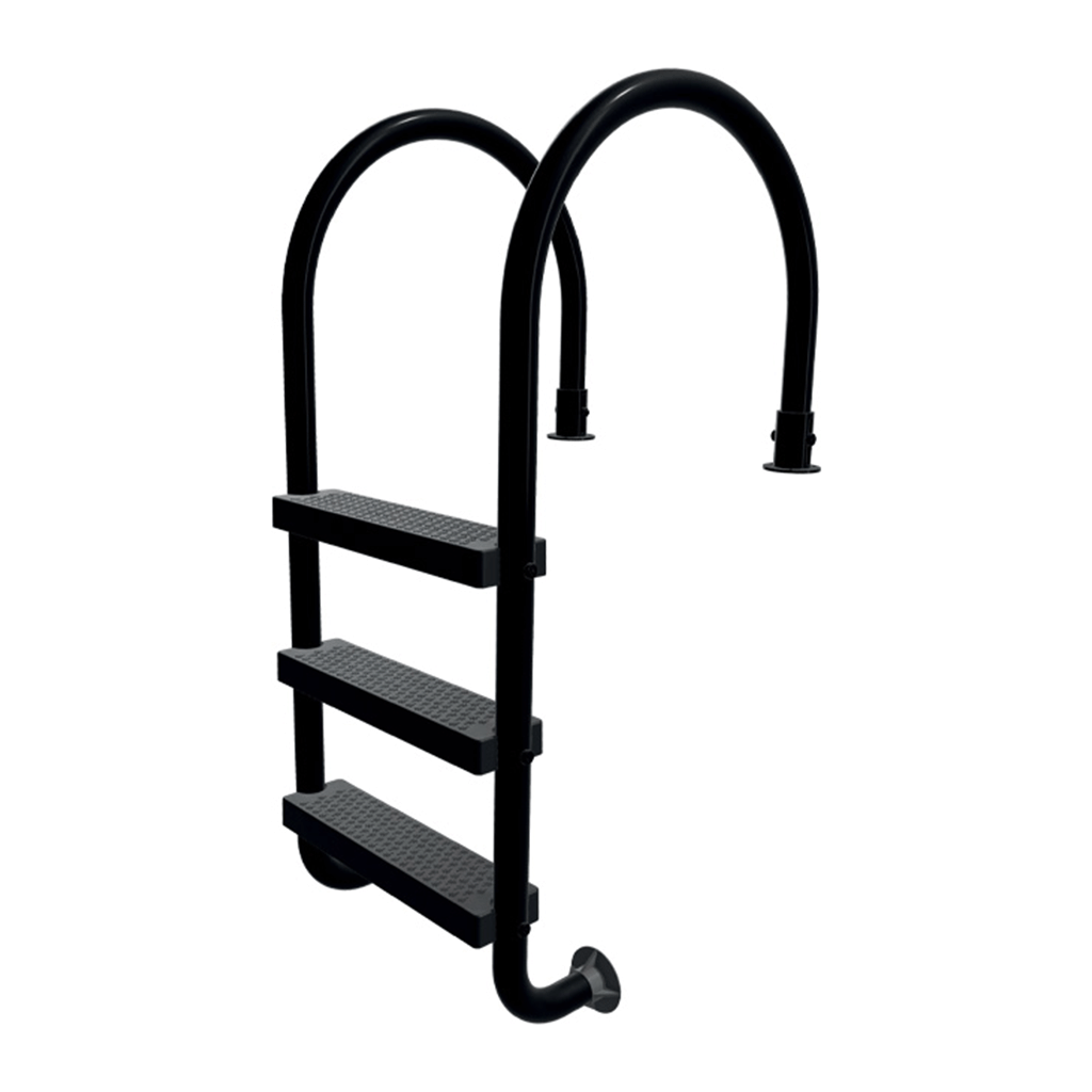 Trident Stainless Steel Inground Pool Deck Ladder (Black)