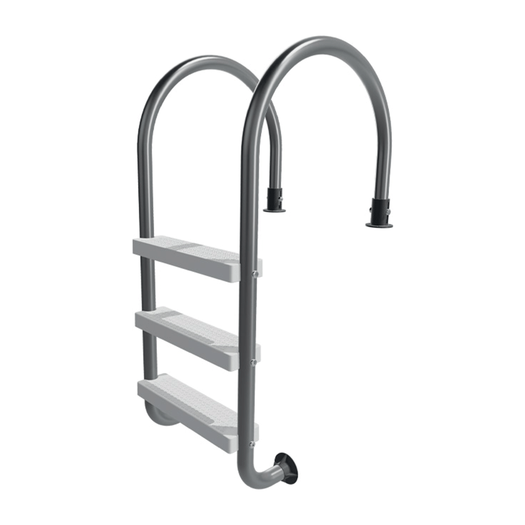 Trident Stainless Steel Inground Pool Deck Ladder (White)