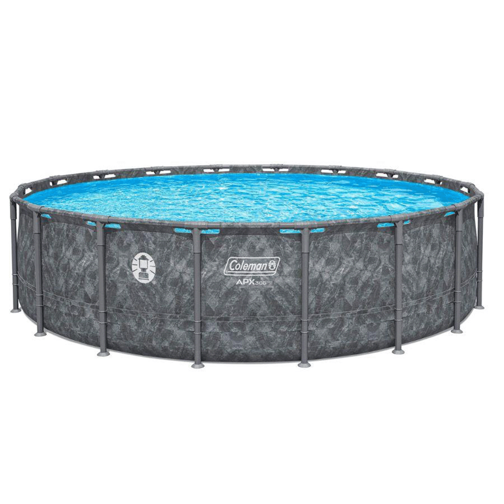 Bestway Coleman APX 365 Complete 18 ft Round 52 Inch Tall Above Ground Pool Kit with Pump, Filter, Ladder and Cover