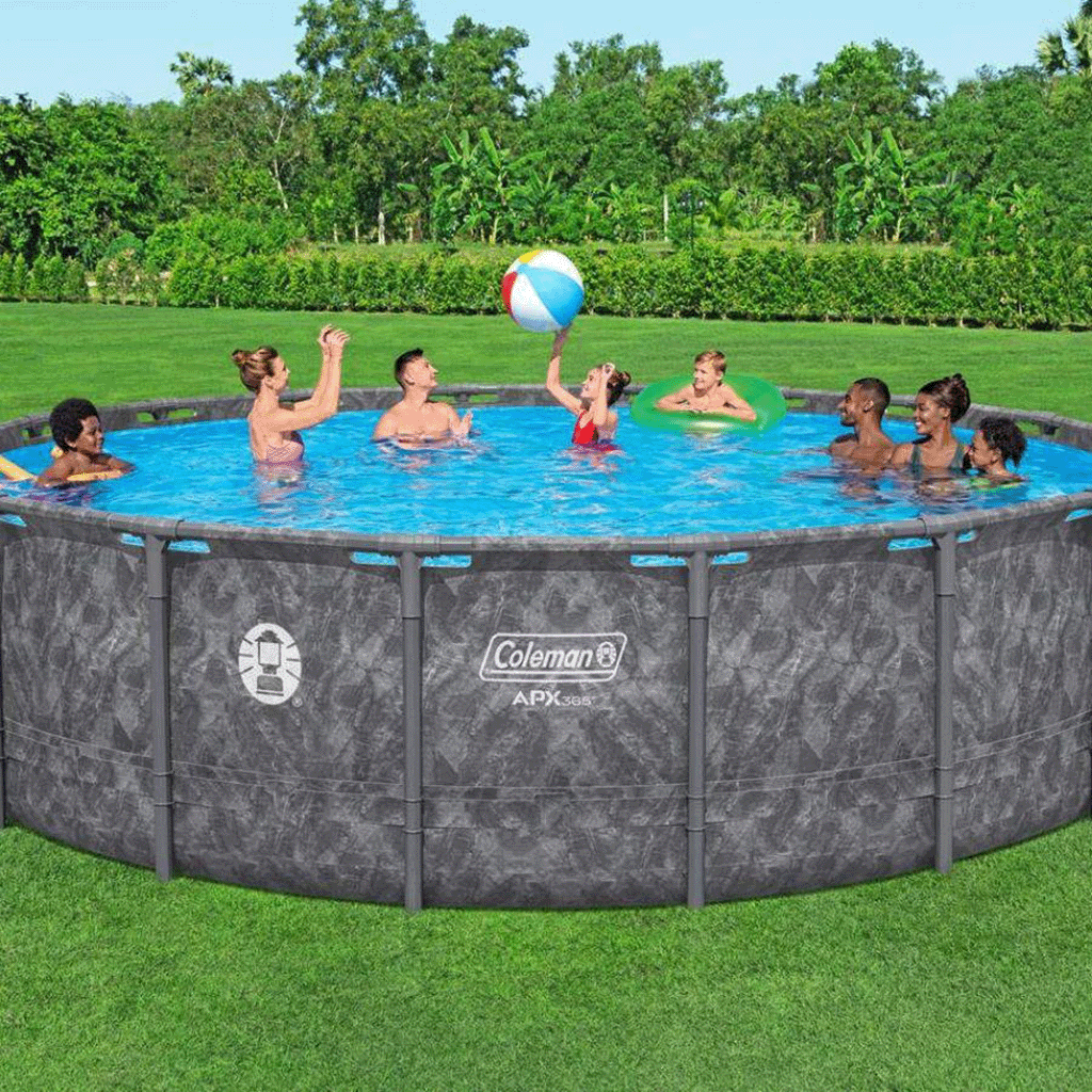 Bestway Coleman APX 365 Complete 18 ft Round 52 Inch Tall Above Ground Pool Kit with Pump, Filter, Ladder and Cover