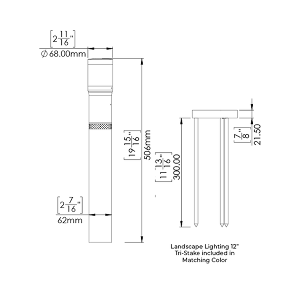 PAL Landscape Bollard Light With 15 Ft Cord (Black)