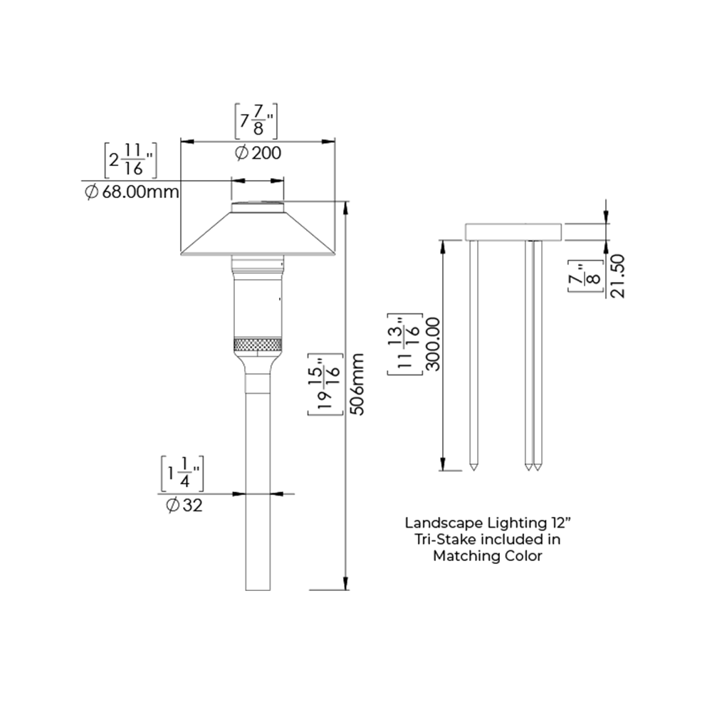 PAL Landscape Path Light With 15 Ft Cord (Black)