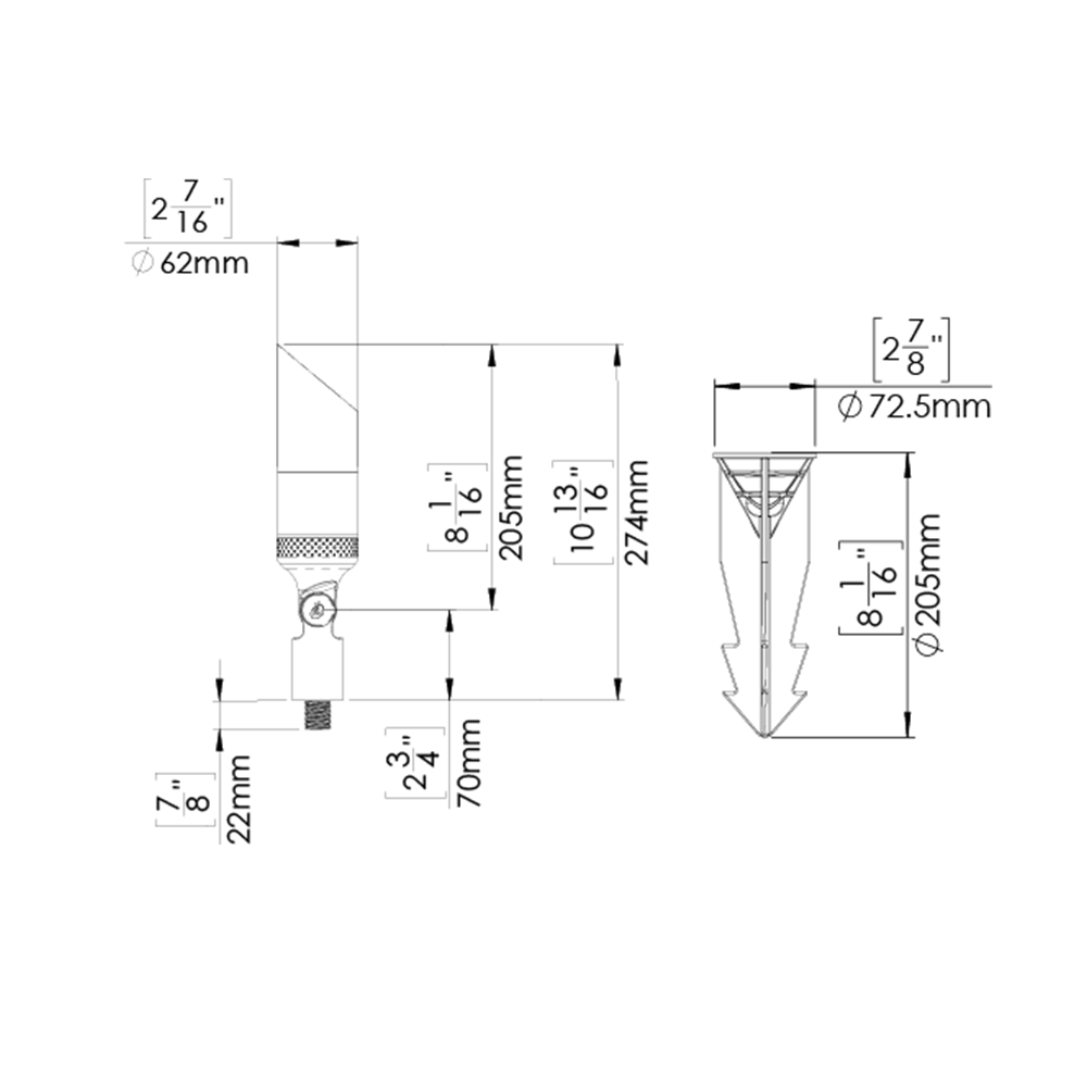 PAL Landscape Up Light With 15 Ft Cord (Black)