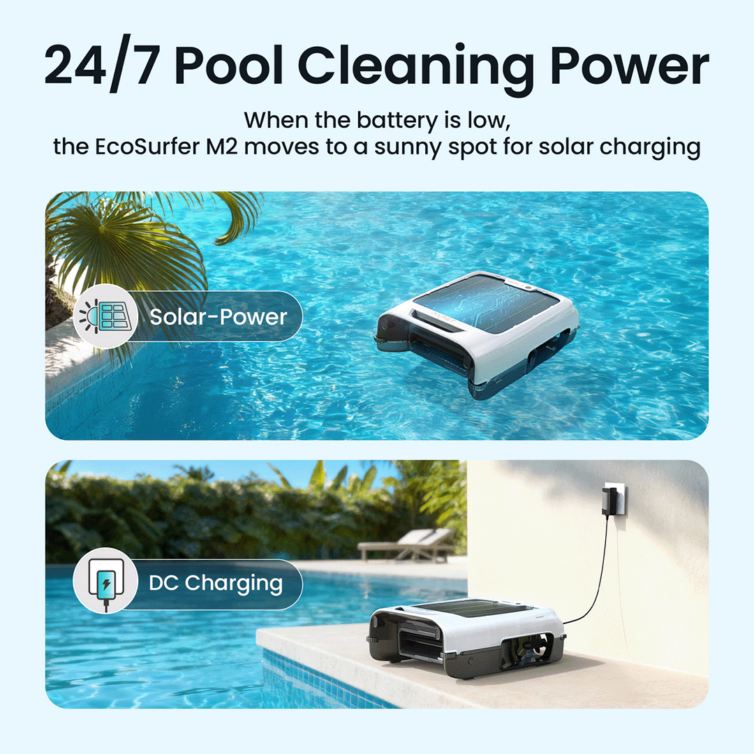 Aiper EcoSurfer M2 Solar Powered Robotic Pool Surface Skimmer