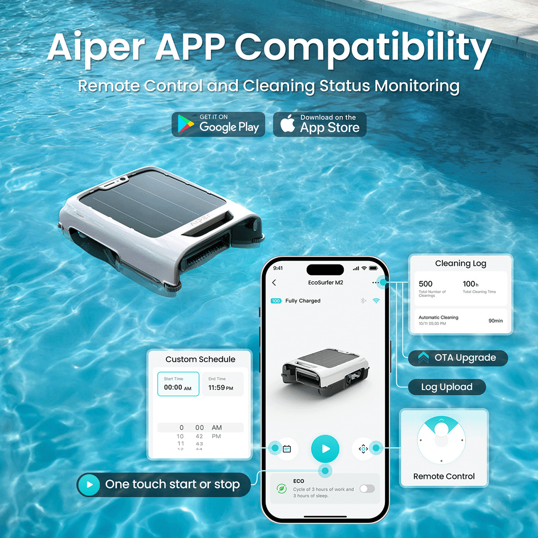 Aiper EcoSurfer M2 Solar Powered Robotic Pool Surface Skimmer
