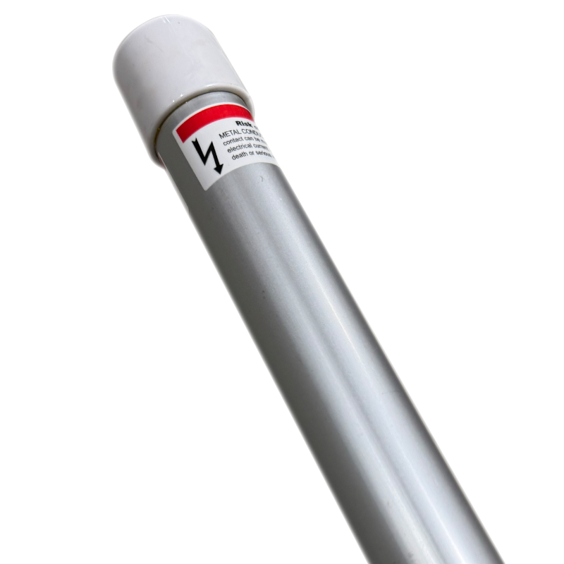 8 Foot Fixed Smooth Silver Vacuum Pole (With Black/White End Caps)