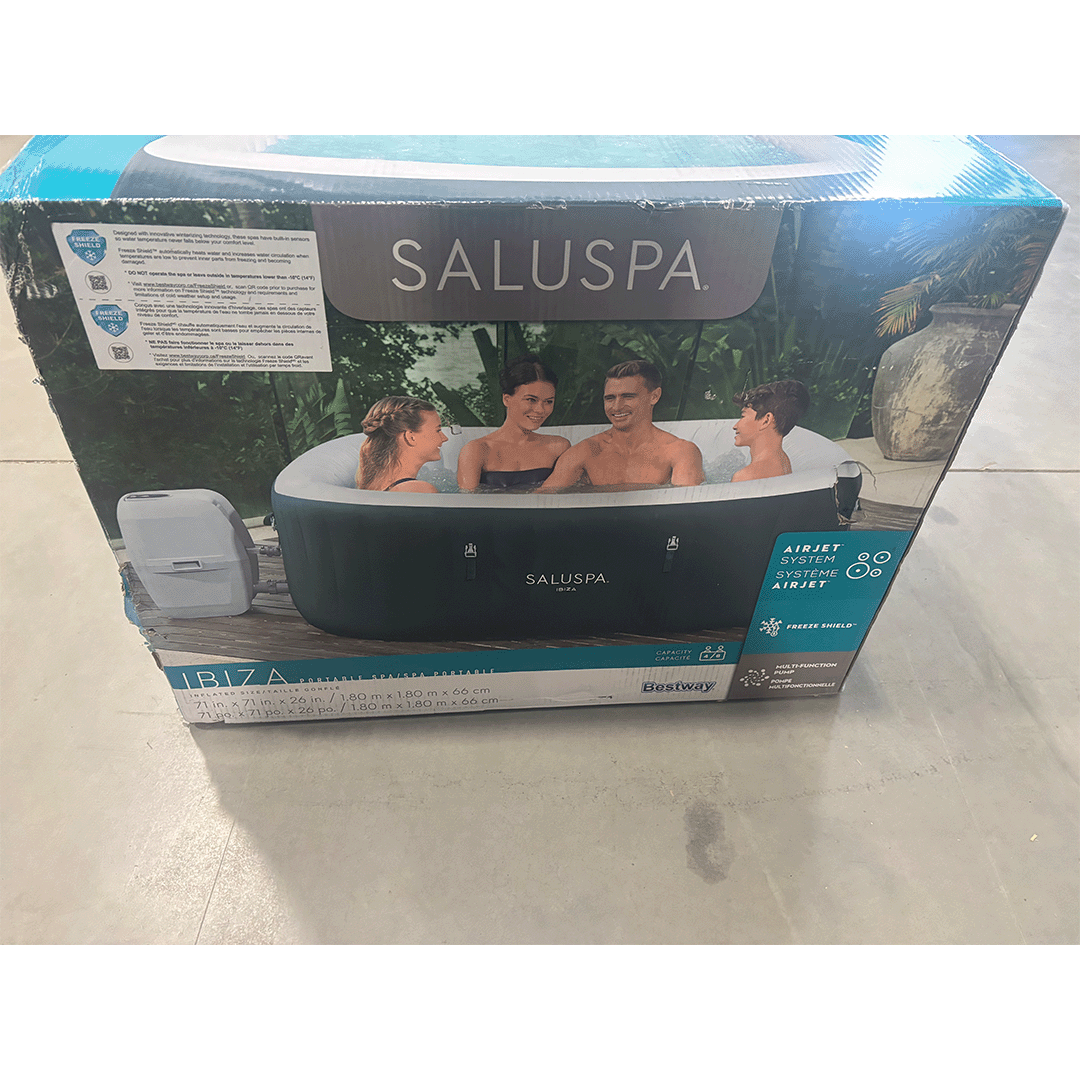 Open Box Saluspa Ibiza Airjet 4 -6 Person Inflatable Hot Tub (71 x 71 x 26 Inches)