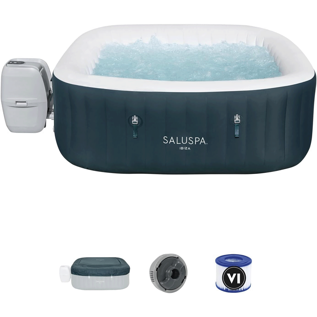Open Box Saluspa Ibiza Airjet 4 -6 Person Inflatable Hot Tub (71 x 71 x 26 Inches)