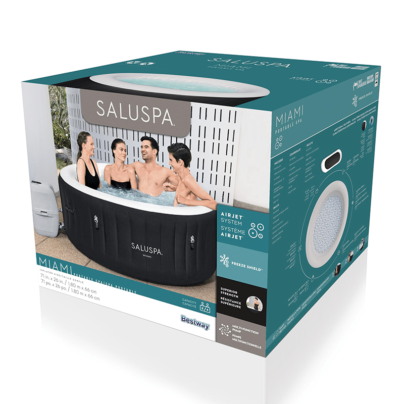 Open Box Saluspa Miami Airjet 2 - 4 Person Inflatable Hot Tub (71 x 26 Inches)