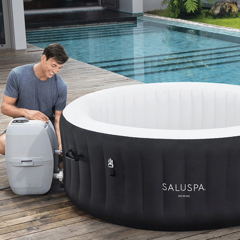 Open Box Saluspa Miami Airjet 2 - 4 Person Inflatable Hot Tub (71 x 26 Inches)