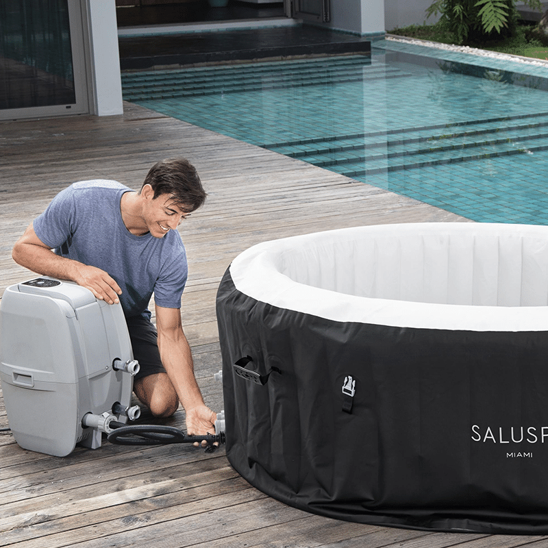 Open Box Saluspa Miami Airjet 2 - 4 Person Inflatable Hot Tub (71 x 26 Inches)