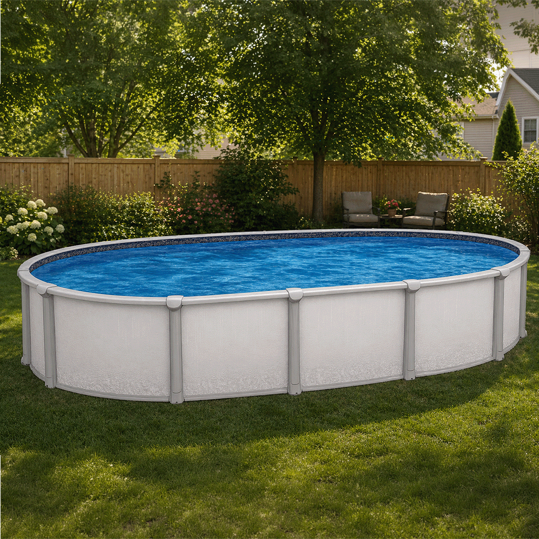 Trinity 16 x 26 ft Oval Above Ground Pool with 54 Inch Wall, Liner and Skimmer
