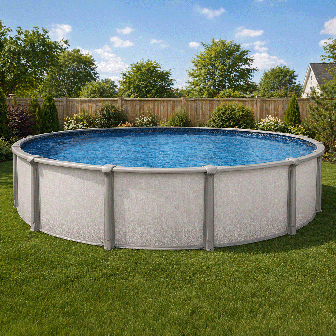 Trinity 12 ft Round Above Ground Pool with 54 Inch Wall, Liner and Skimmer
