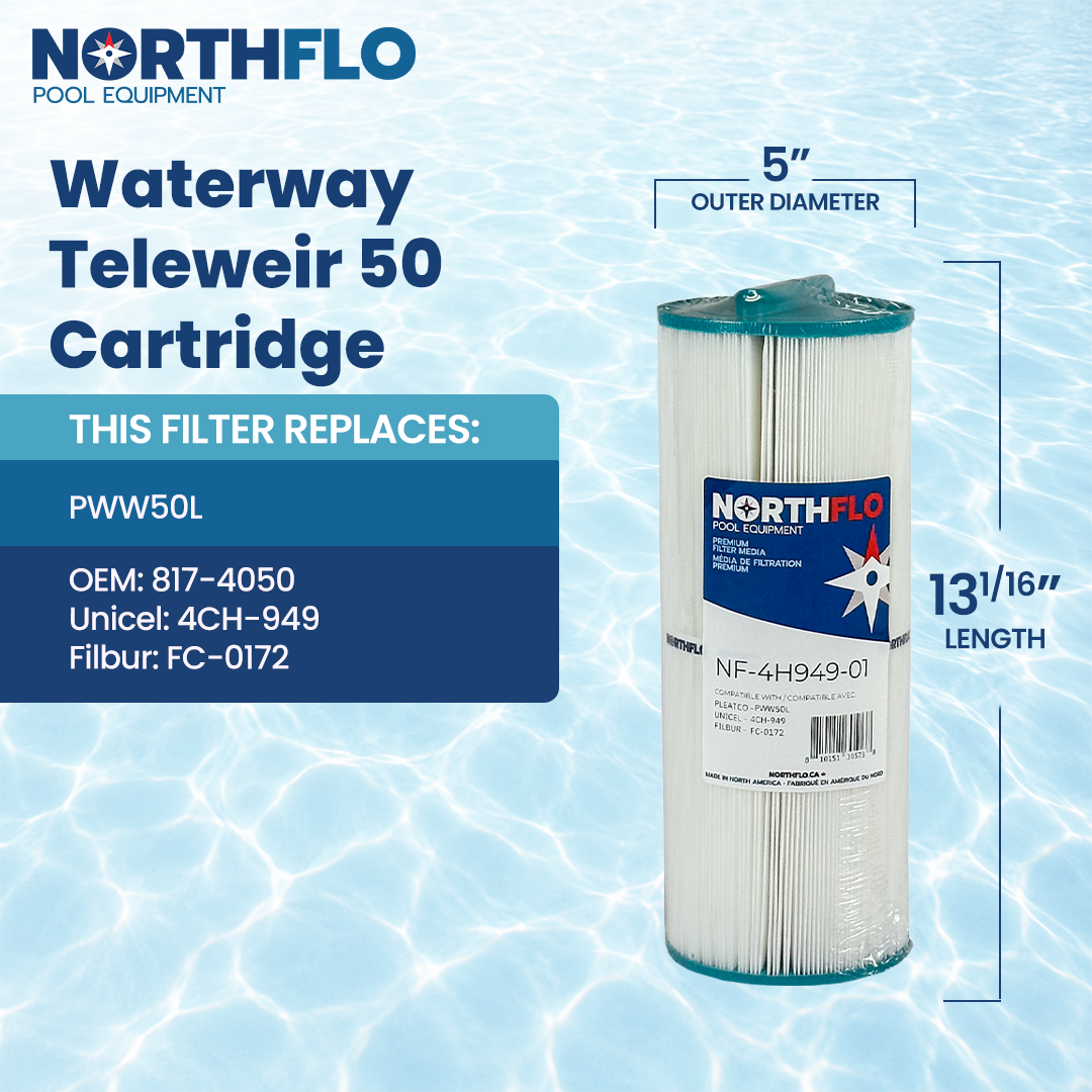 NorthFlo Waterway Teleweir 50 Cartridge Element - Replaces PWW50L - Single Replacement Filter