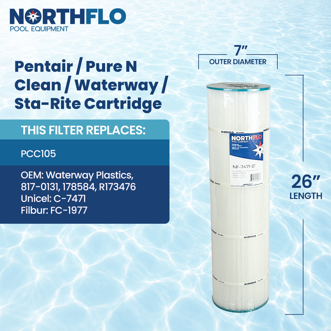 NorthFlo Pentair / Pure N Clean / Waterway / Sta-Rite Cartridge Element - Replaces PCC105 - Single Replacement Filter