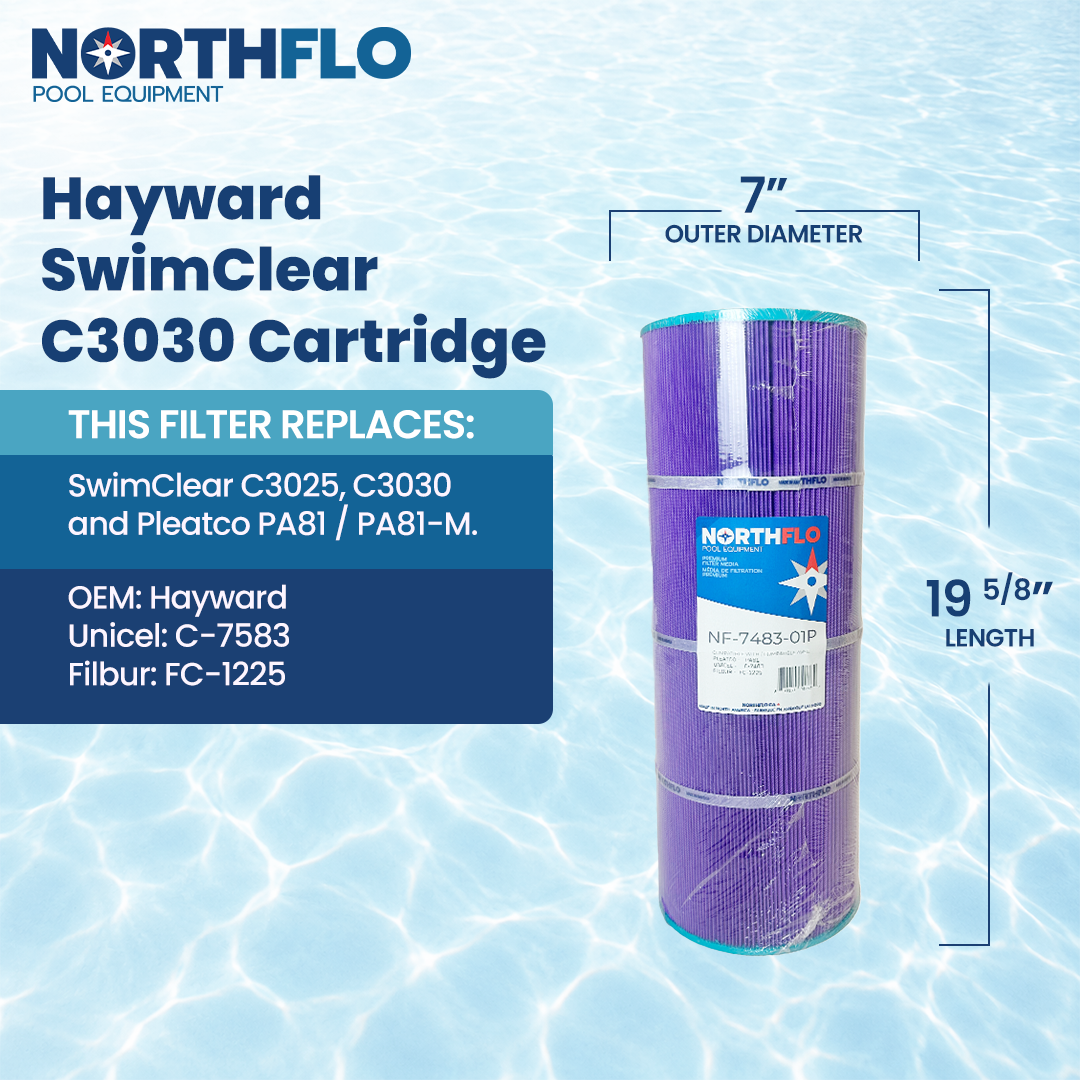 NorthFlo Hayward SwimClear C3030 Cartridge Element - Replaces PA81 - Single Premium Purple Replacement Filter