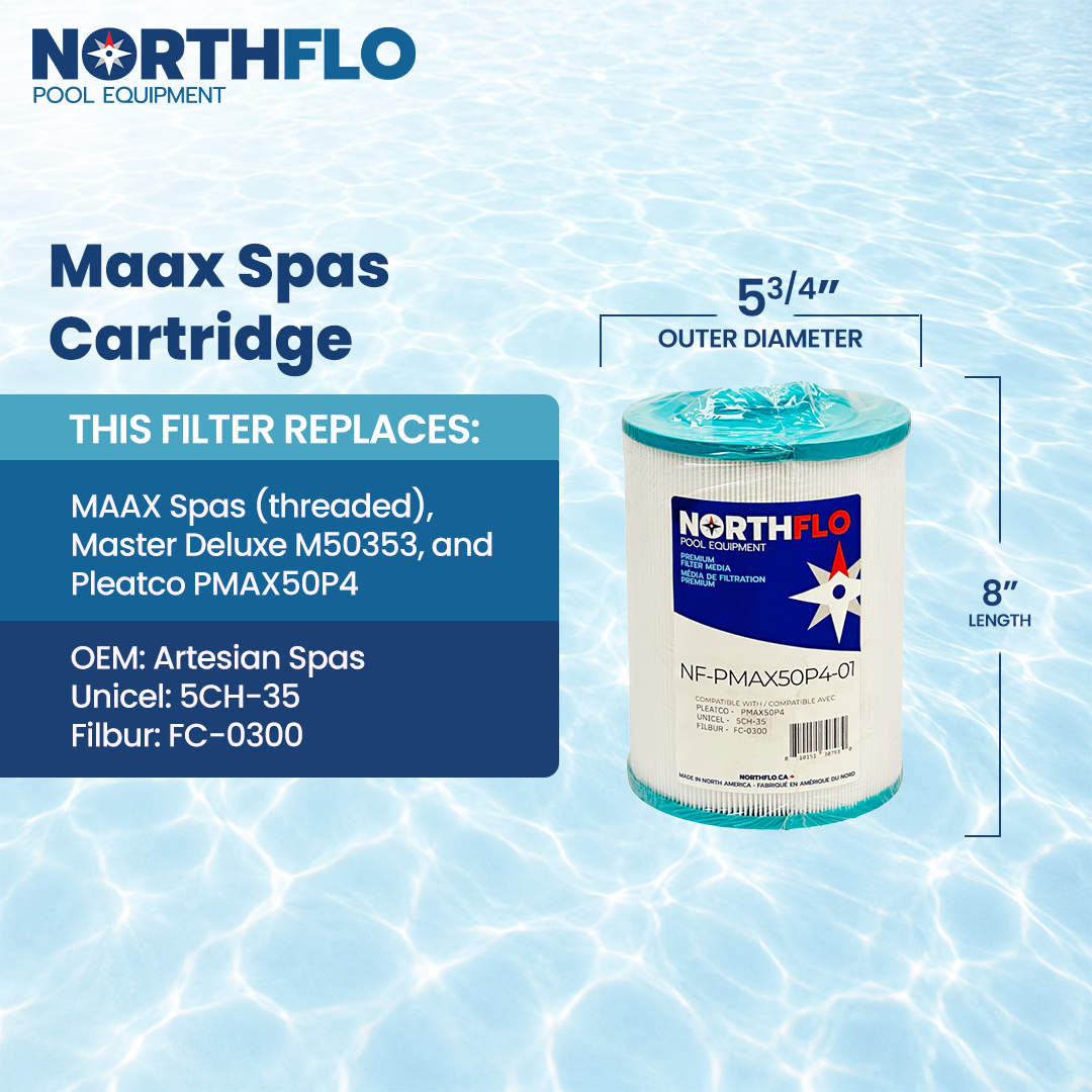 NorthFlo Maax Spas Cartridge Element - Replaces MAX50P4 - Single Replacement Filter