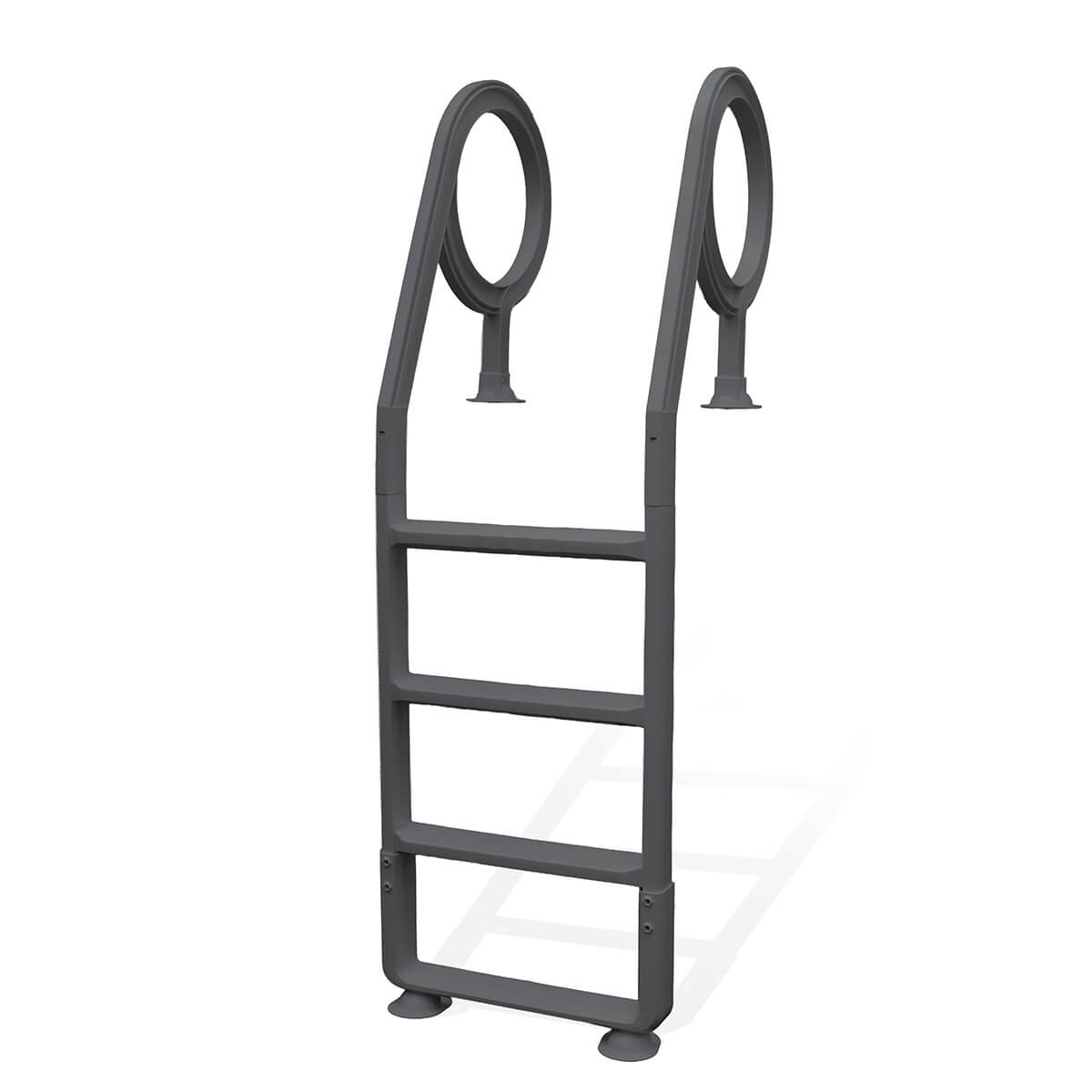 Open Box Resin Above Ground Pool Deck Ladder (Grey)