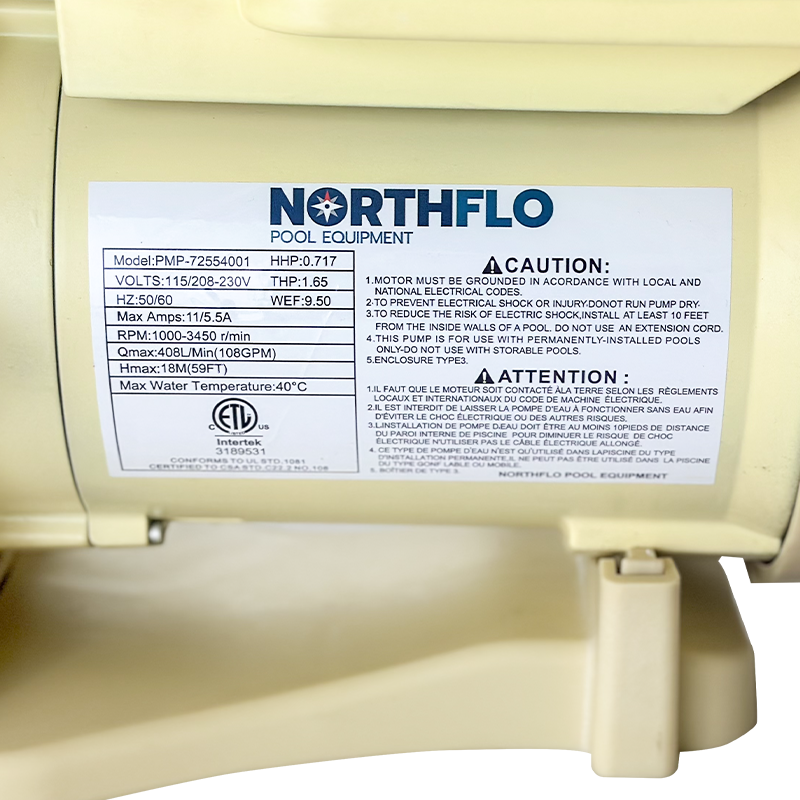 Open Box NorthFlo 1.5 HP Inground High Efficiency Variable Speed Pump
