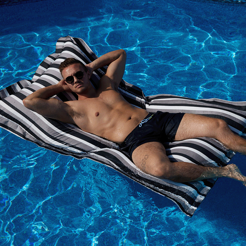 Open Box Oasis Bean Bag Pool Float (Black Stripes)