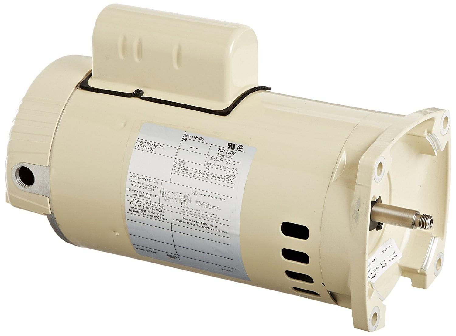 Pentair 355016S Single Speed Replacement Motor, 3 HP, 208/230 Volt