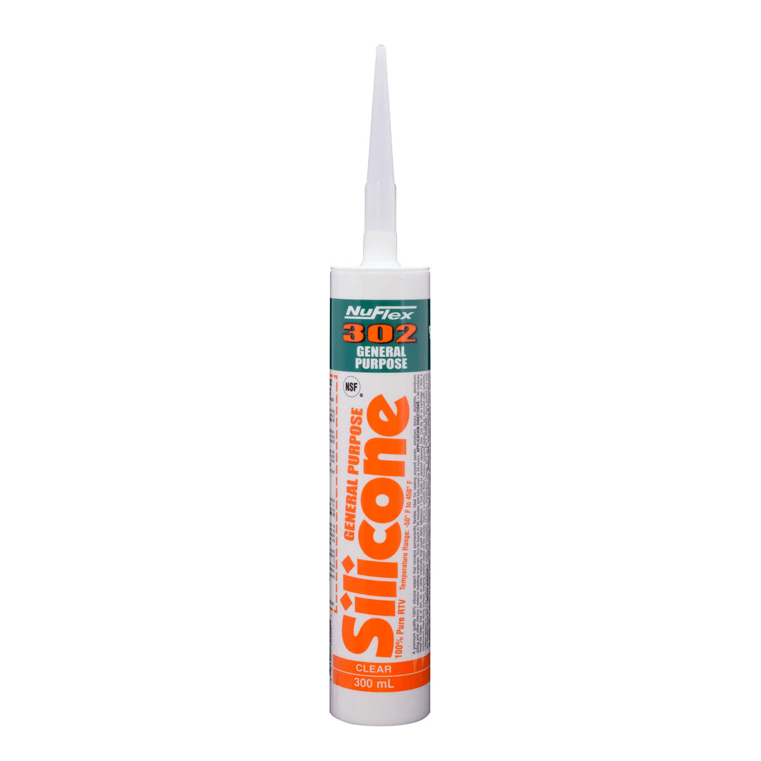 NuFlex 302 General Purpose Silicone Sealant (Clear, 300 ml) Pool