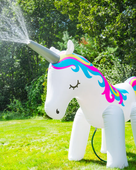 Ginormous Neon Unicorn Inflatable Lawn Sprinkler