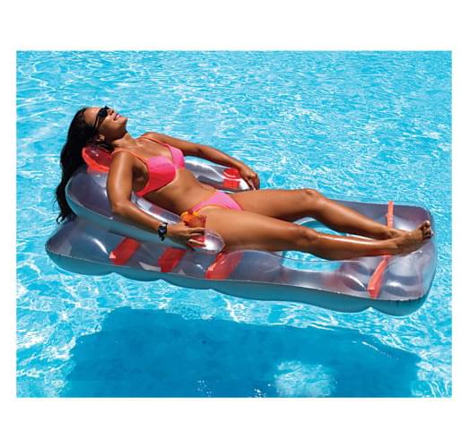 Chaise longue gonflable de piscine de luxe bleue