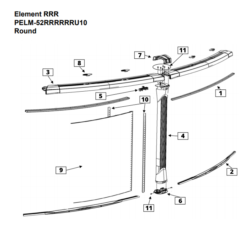 Bottom Rail 12 ft Diameter x 44-5/8 inches - 1460048