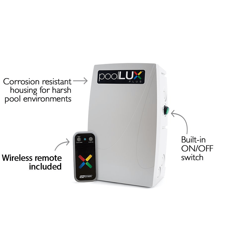 Transformateur et contrôleur d'éclairage de piscine S.R. Smith poolLUX Plus de 60 W avec télécommande sans fil (gris)