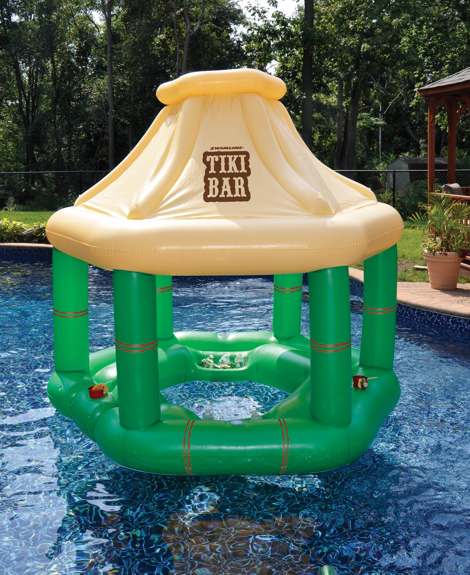 inflatable floating tiki bar
