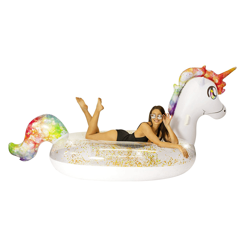 Flotteur licorne scintillant pour 3 personnes Pool Candy Giant