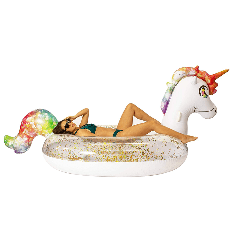 Flotteur licorne scintillant pour 3 personnes Pool Candy Giant
