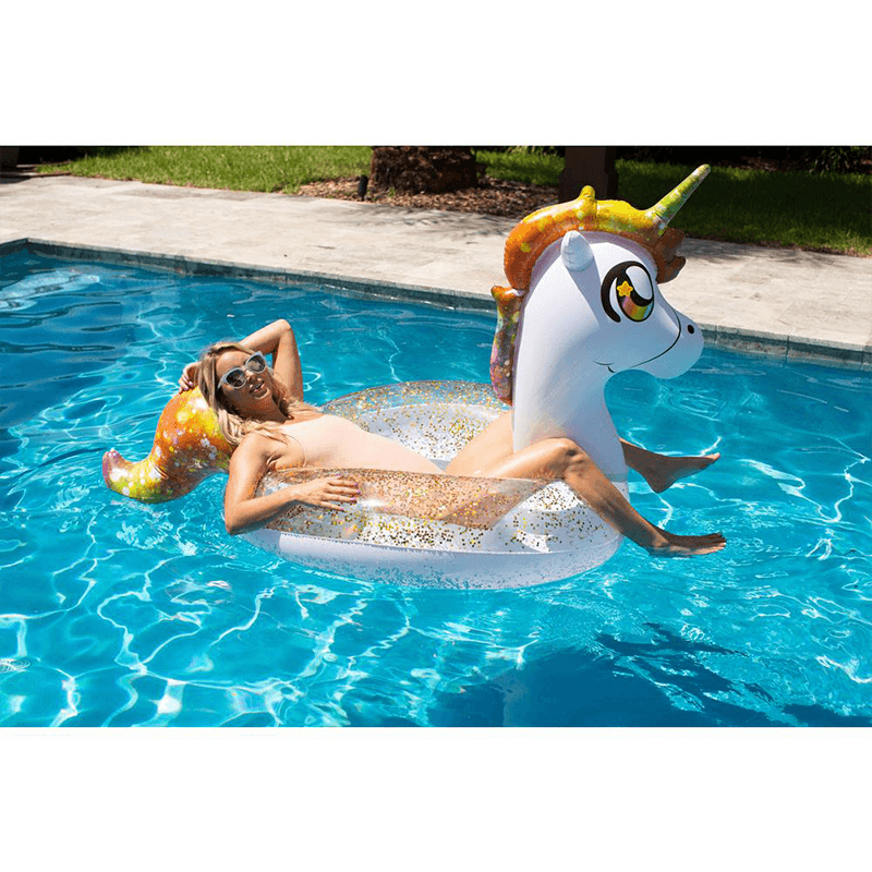 Pool Candy 48 Inch Glitter Rainbow Unicorn Pool Tube