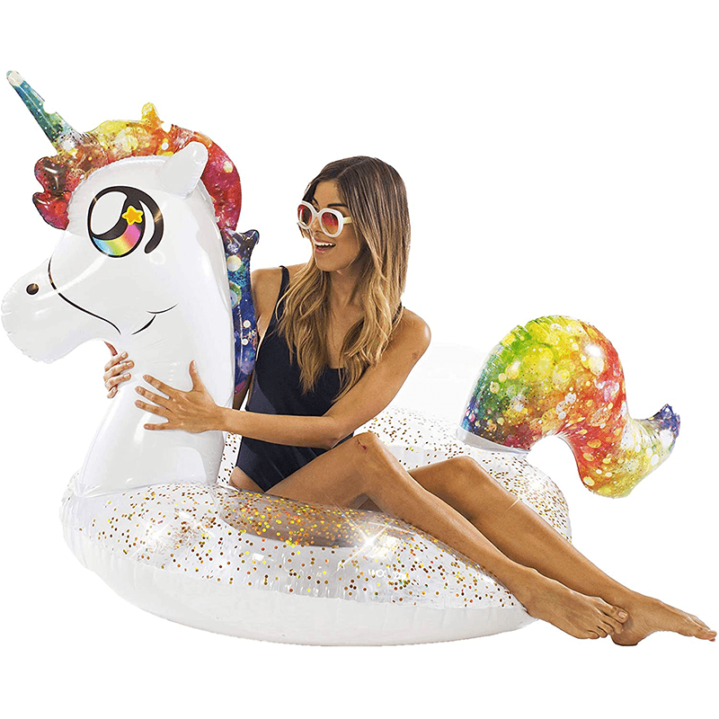 Pool Candy 48 Inch Glitter Rainbow Unicorn Pool Tube