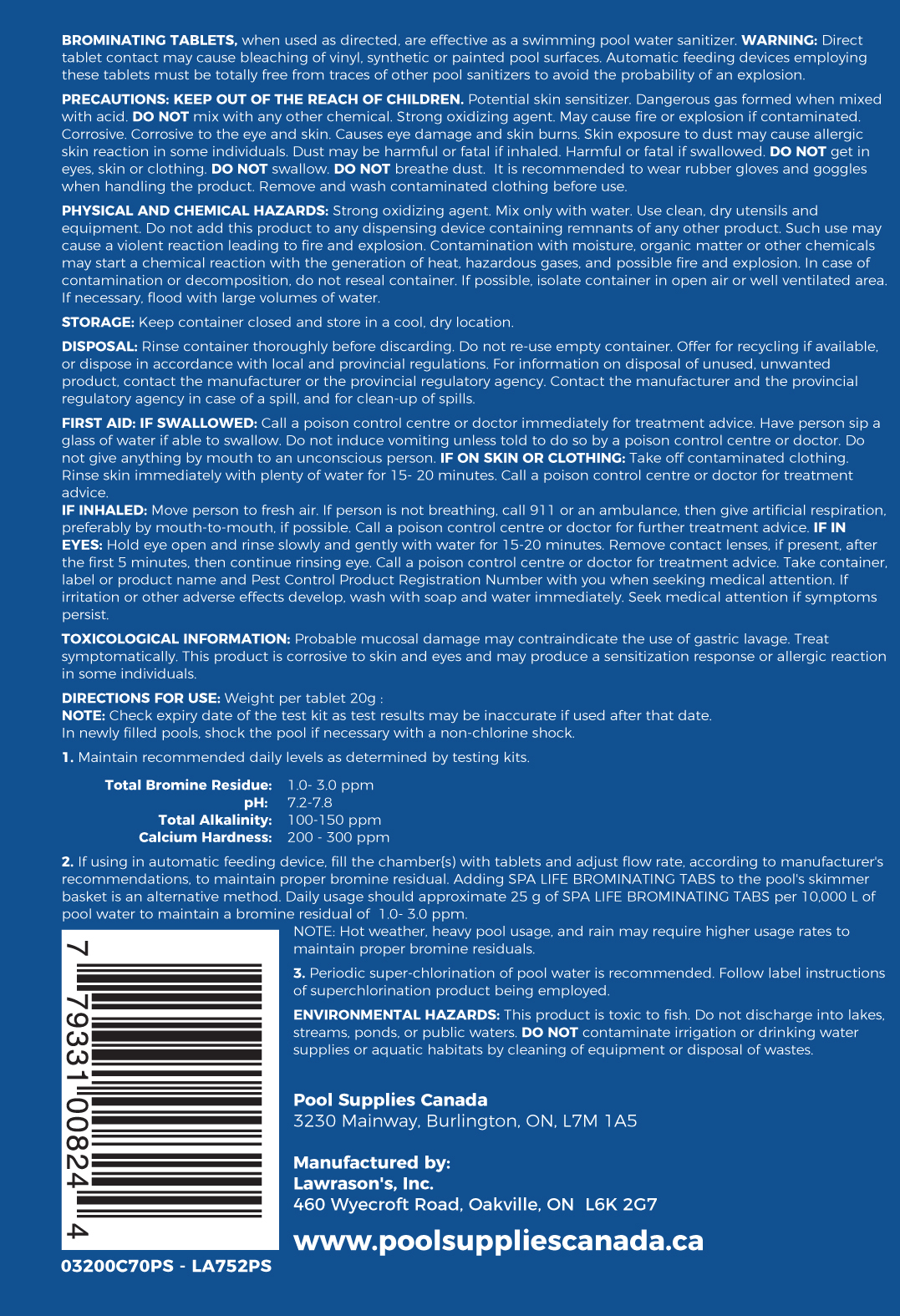 Comprimés de bromage pour spa (750g) par Pool Supplies Canada