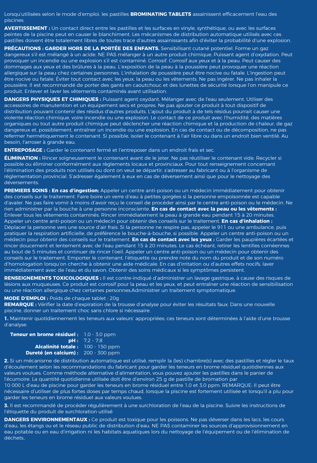 Comprimés de bromage pour spa (750g) par Pool Supplies Canada